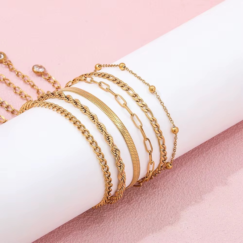 6 Pcs / Set - 18K Gold Plated Bracelet Set - Picture 4 of 8